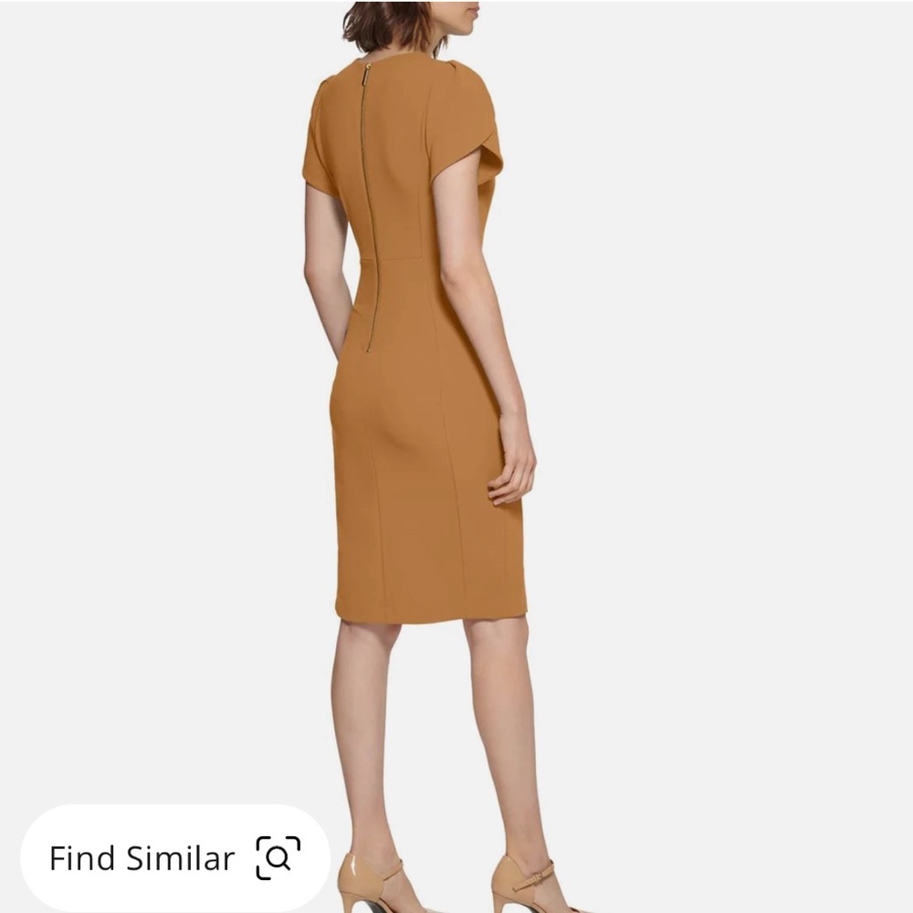 Womens Crepe Midi Sheath Dress